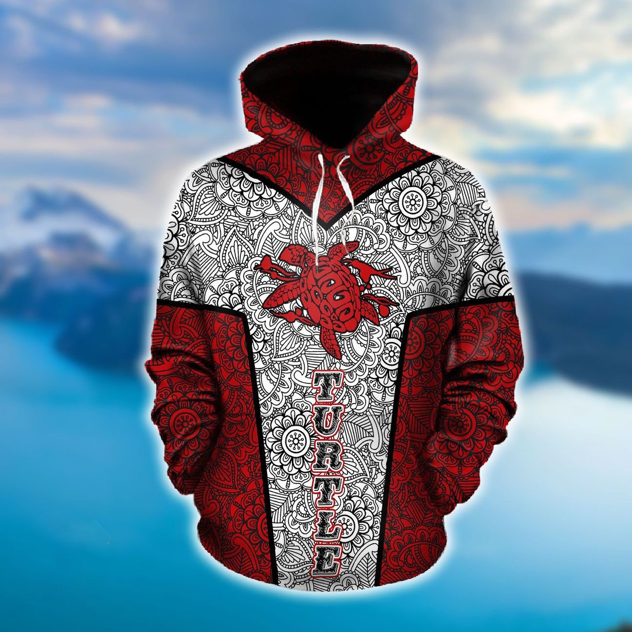 Hawaii Lucky Turtle Tribal Polynesian Hoodie Red Unisex Red - Polynesian Pride