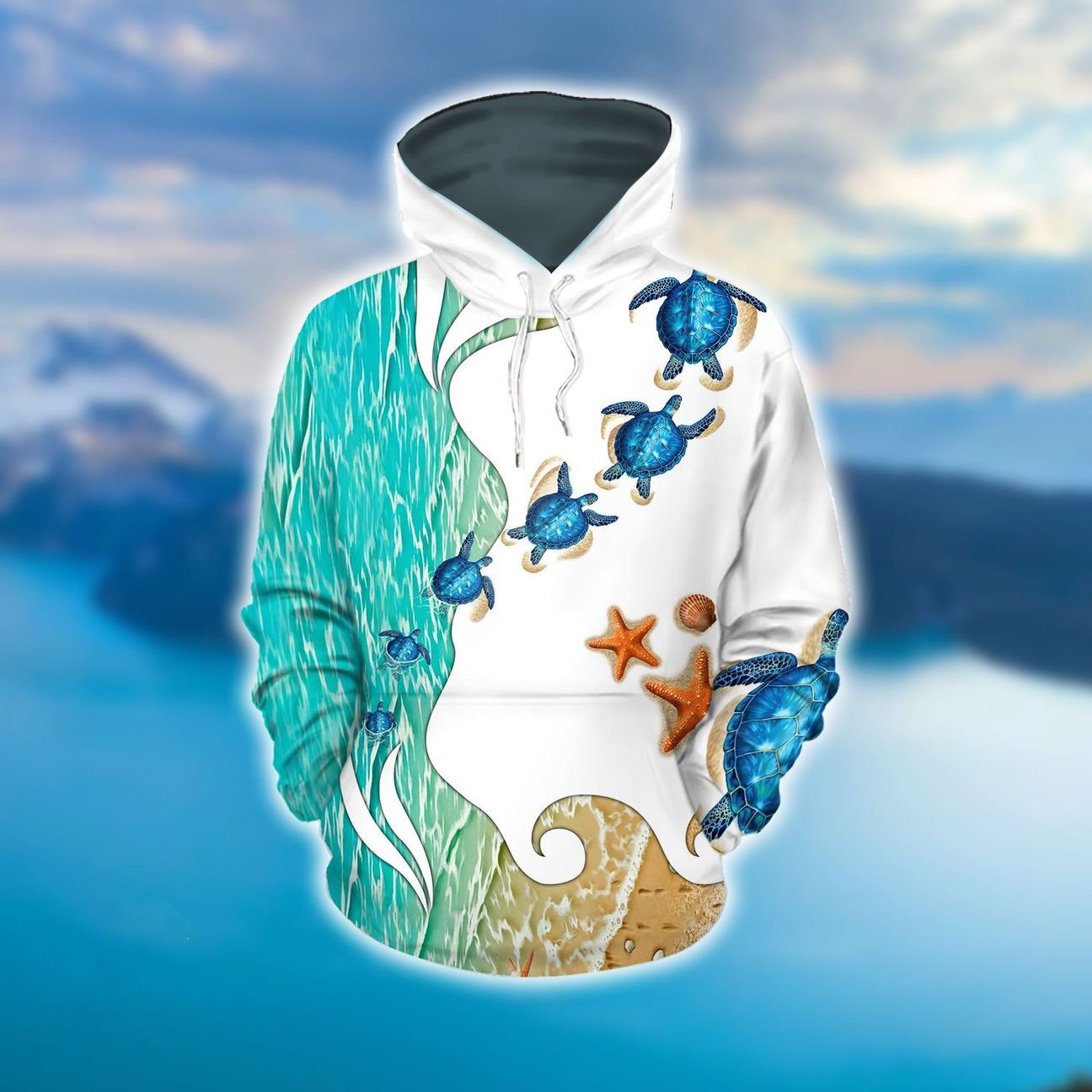 Hawaii Turtle Beach Hoodie Unisex White - Polynesian Pride