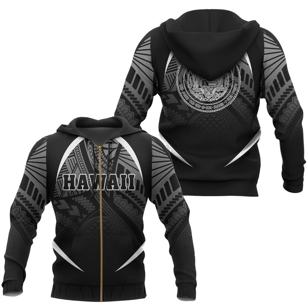 Hawaii Polynesian Zipper Hoodie White The Face Style Unisex White - Polynesian Pride