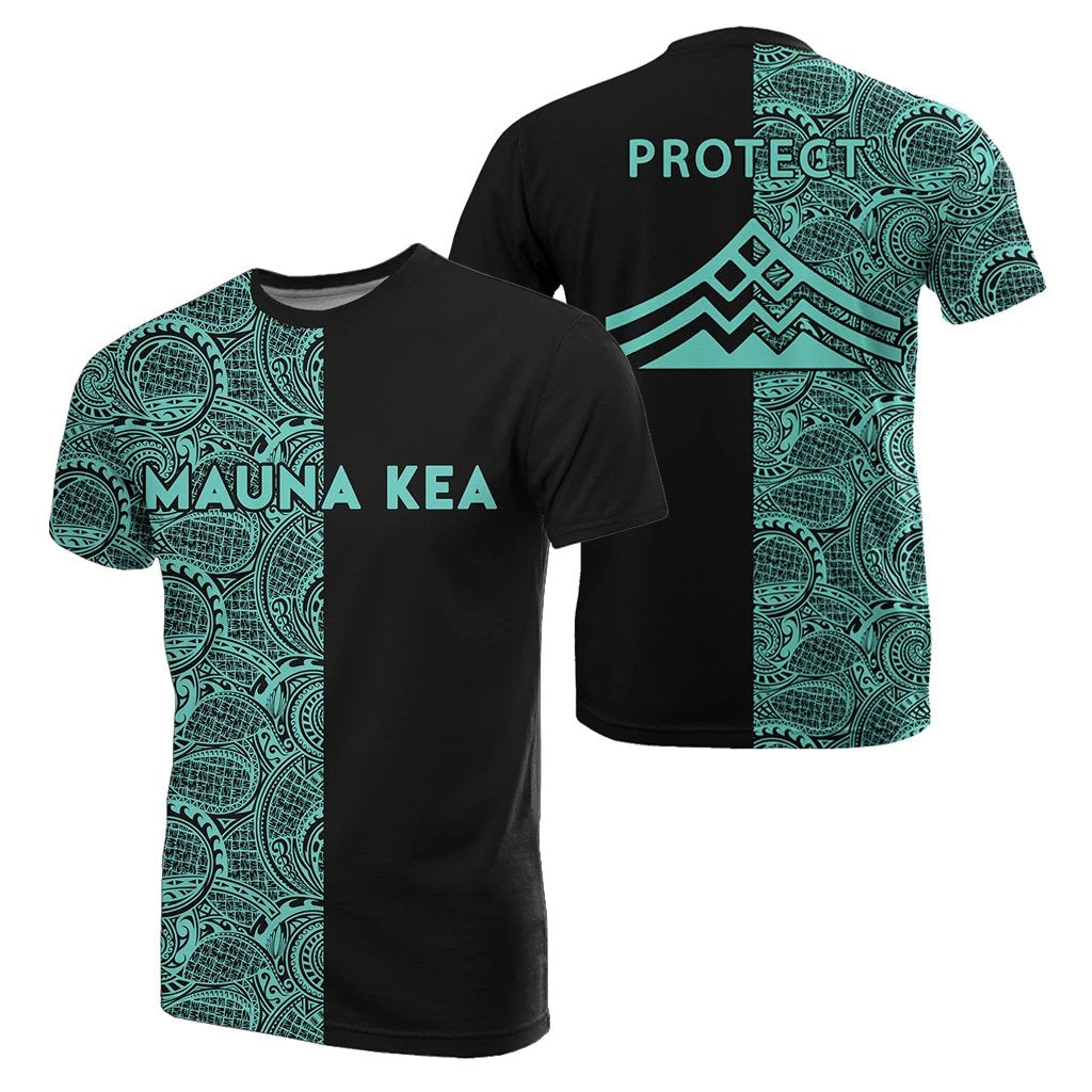 Hawaii Mauna Kea Polynesian T Shirt The Half Turquoise Unisex Green - Polynesian Pride