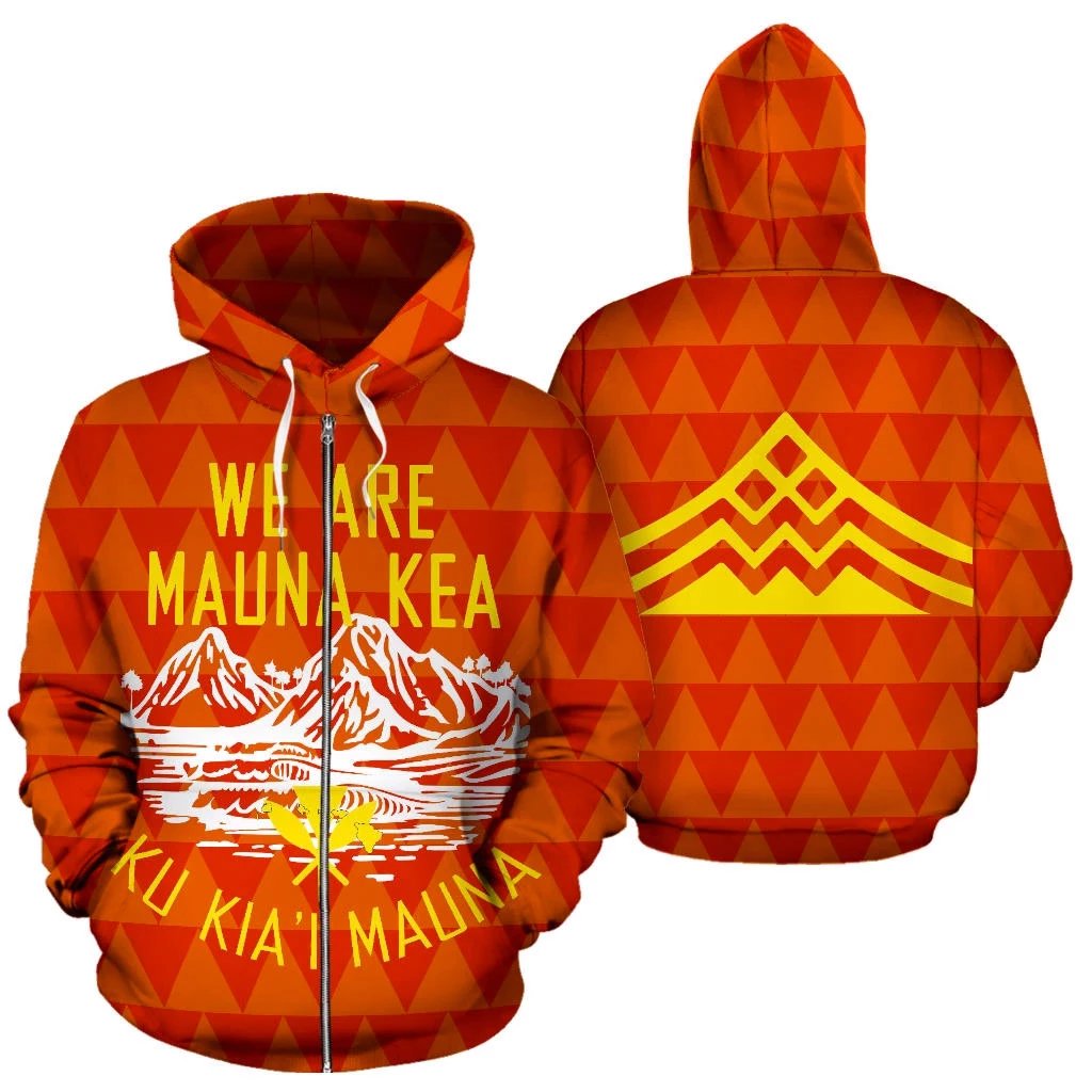 Kanaka Map Mauna Kea Triangle Zip up Hoodie Unisex Red - Polynesian Pride