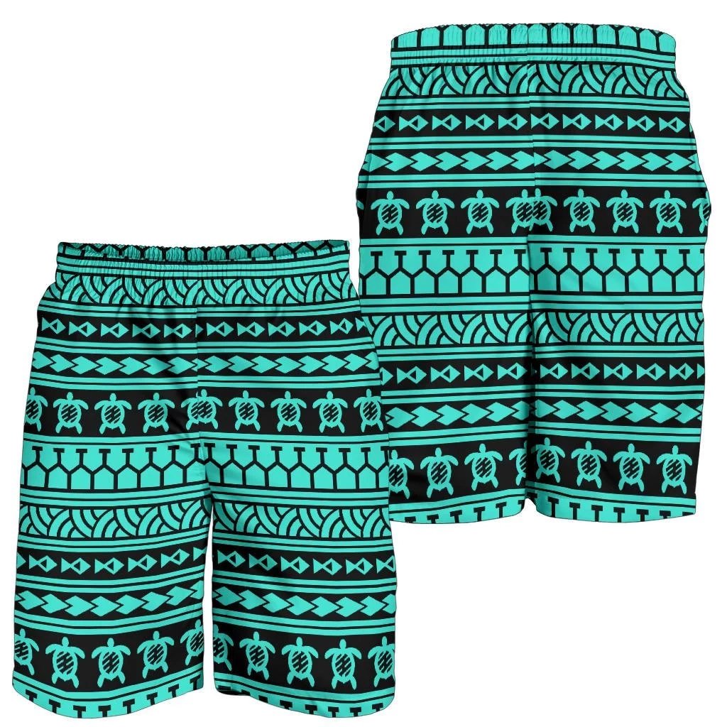 Polynesian Tattoo Tribal Turquoise Men's Short Men's Shorts Turquoise - Polynesian Pride