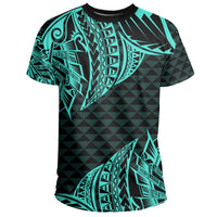 Hawaii Maka Polynesian T Shirt Marcus Style Turquoise - Polynesian Pride