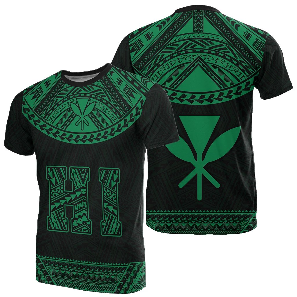 Hawaii Kanaka Polynesian T Shirt Divinity Green Unisex Green - Polynesian Pride