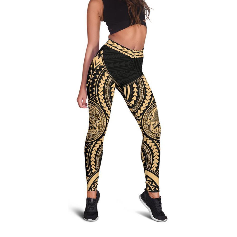 American Samoa 4th Leggings A6 Gold - Polynesian Pride