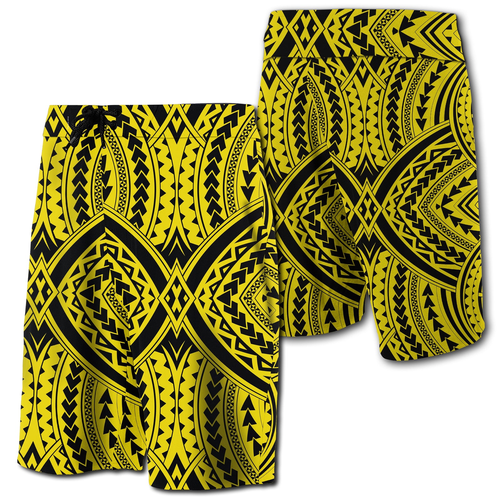 Hawaii Polynesian Tradition Board Shorts Yellow Men Yellow - Polynesian Pride