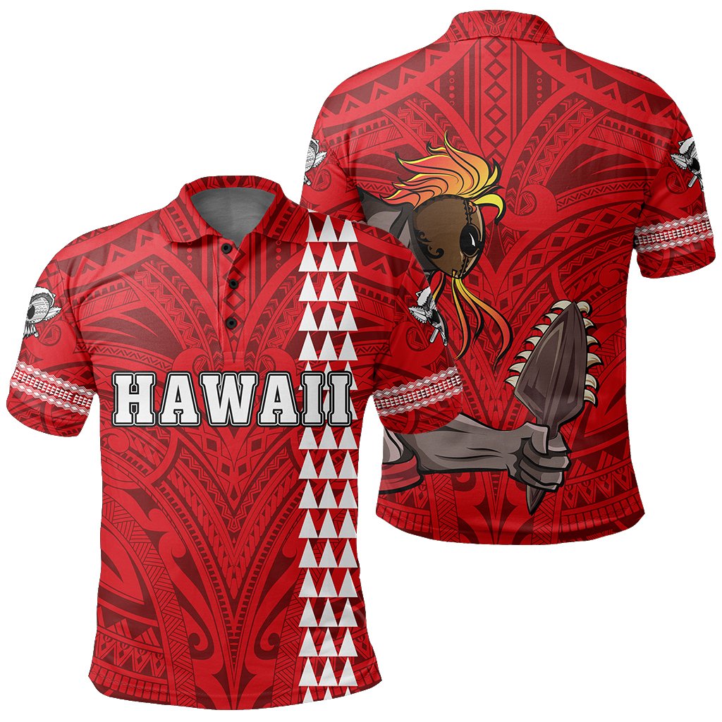 Hawaiian Islands Warrior Kakau Red Polynesian Polo Shirt Unisex Red - Polynesian Pride