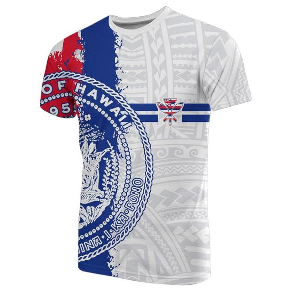 Hawaii Flag T Shirt Mystic Style Unisex White - Polynesian Pride