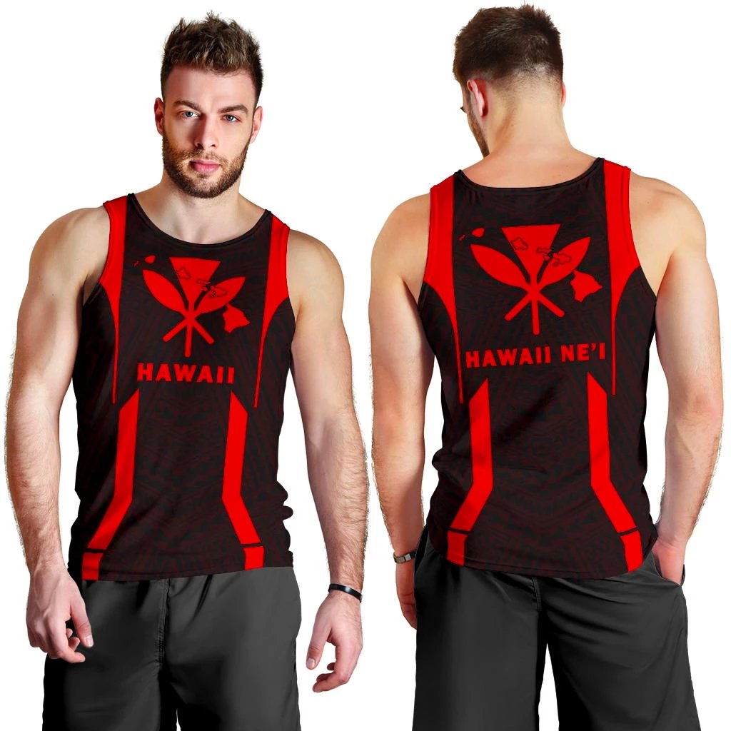 Hawaii Kanaka Polynesian Men's Tank Top Red Black - Polynesian Pride