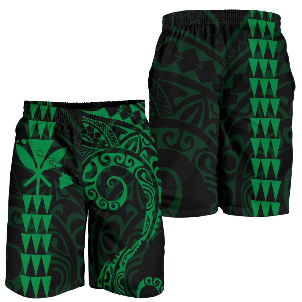 Kanaka Hawaii Map Green Polynesian Men's Short Men's Shorts Green - Polynesian Pride