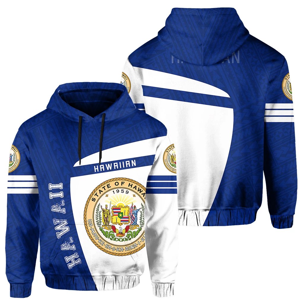 Hawaii Polynesian Sport Hoodie Blue Premium Style Unisex Blue - Polynesian Pride