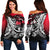 Cook Islands Women's Off Shoulder Sweaters - Tribal Jungle Pattern Red Color Red - Polynesian Pride