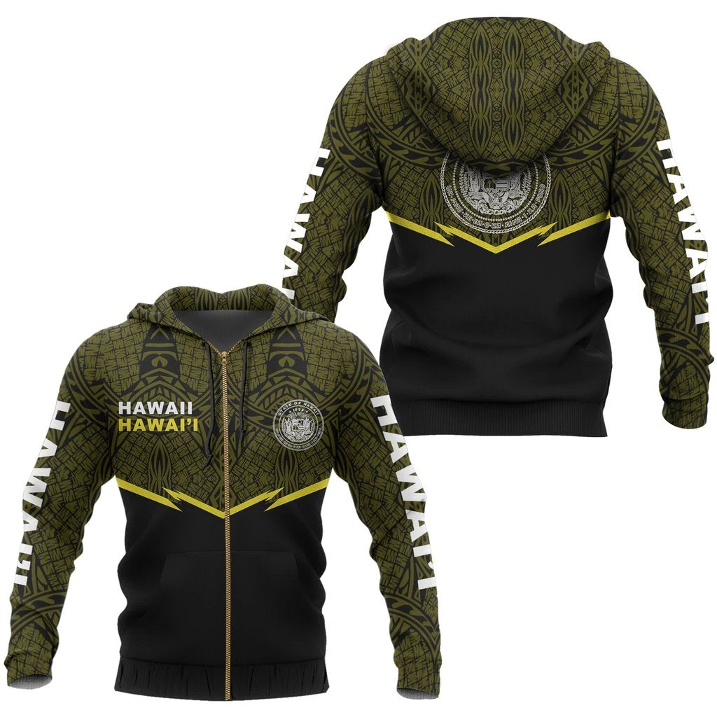 Hawaii Polynesian Zipper Hoodie Yellow Energy Style Unisex Yellow - Polynesian Pride