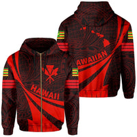 Kanaka Polynesian Zipper Hoodie Red Doma Style Unisex Red - Polynesian Pride