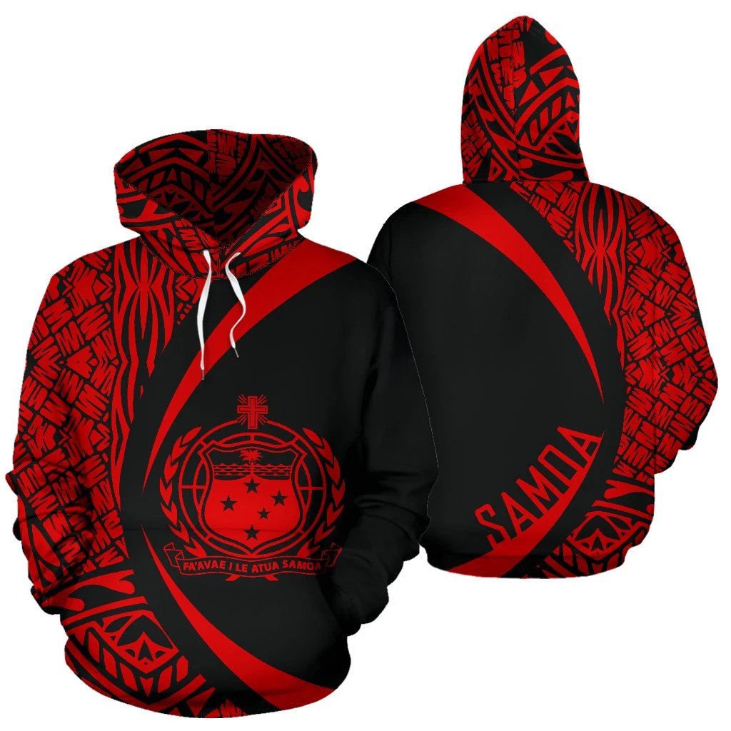 Samoa Polynesian Hoodie Circle Style Red Color Unisex Red - Polynesian Pride