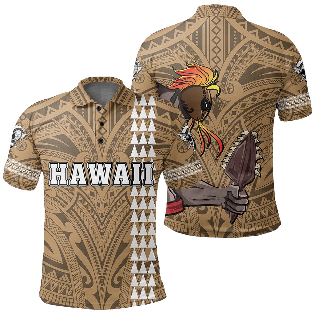 Hawaiian Islands Warrior Kakau Gold Polynesian Polo Shirt Unisex Gold - Polynesian Pride