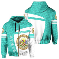 Hawaii Polynesian Sport Zipper Hoodie Turquoise Premium Style Unisex Turquoise - Polynesian Pride