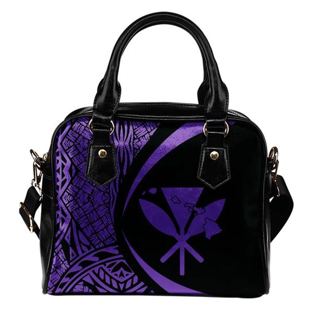 Kanaka Hawaii Map Purple Shoulder Handbag One Size Purple - Polynesian Pride