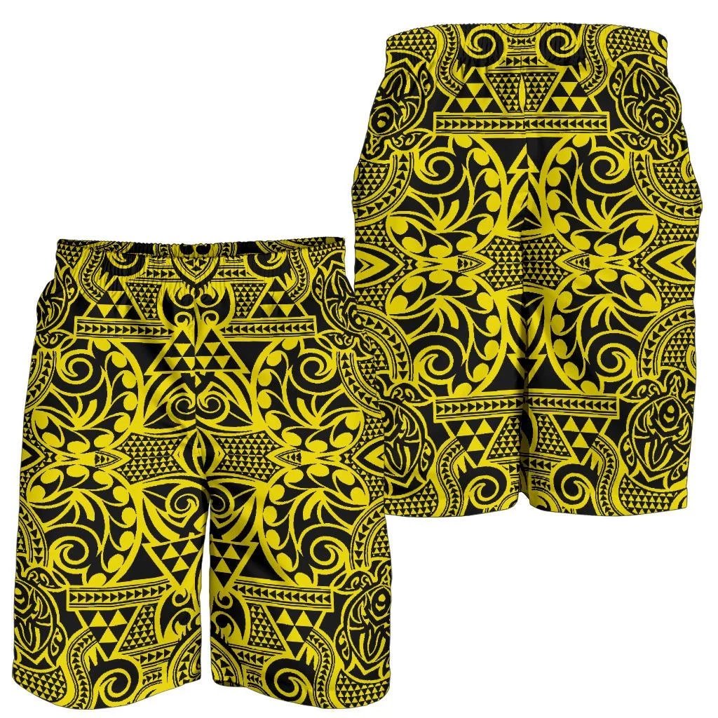 Polynesian Kakau Turtle Yellow Men's Short Yellow - Polynesian Pride