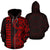 Hawaii Tattoo Zip up Hoodie Red Unisex Red - Polynesian Pride