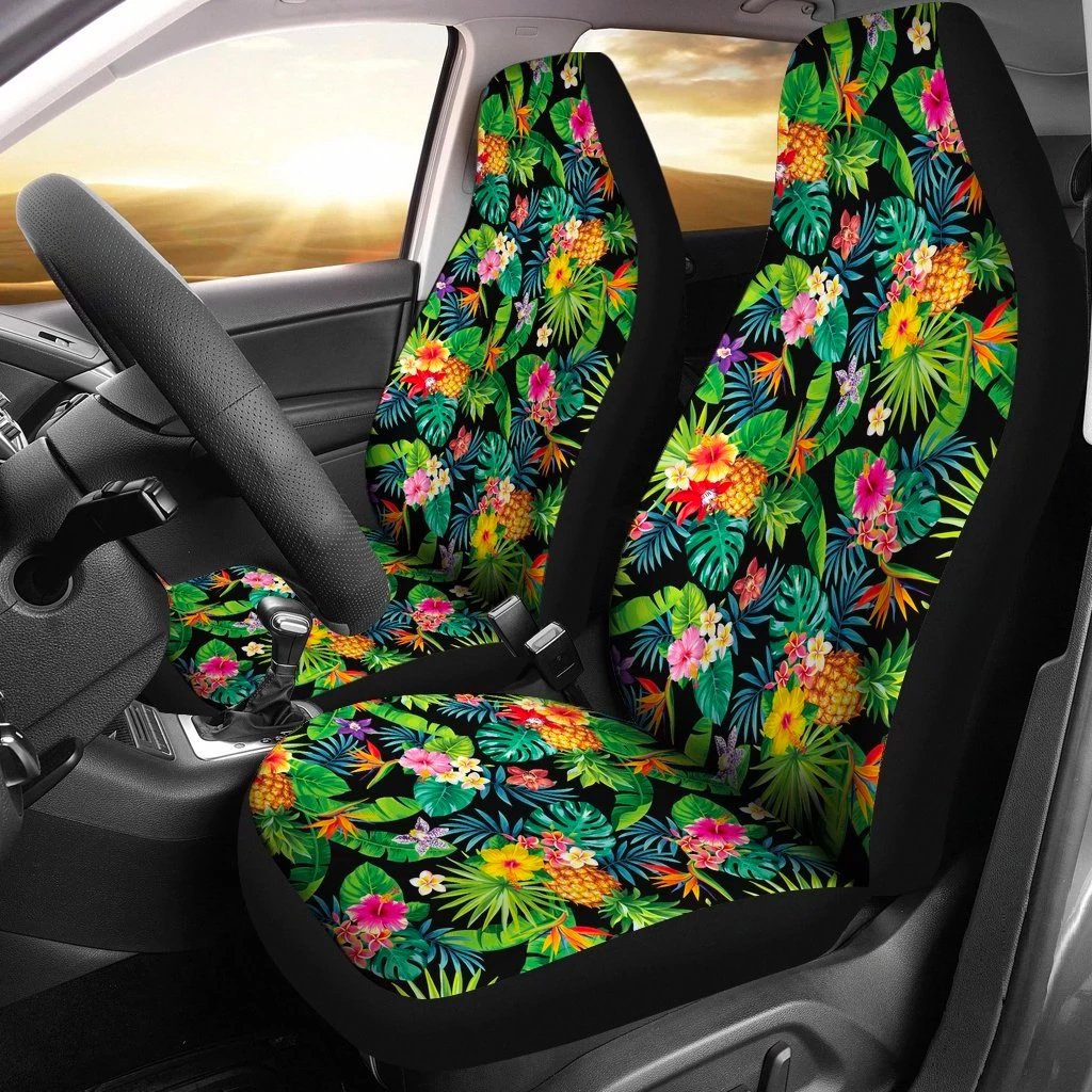 Hawaii Tropical Pattern With Pineapples, Palm Leaves And Flowers. Car Seat Cover - Polynesian Pride