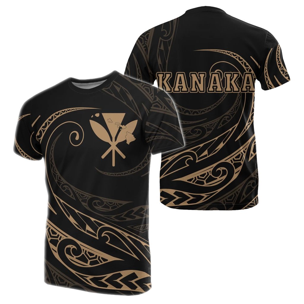 Kanaka T Shirt Frida Style Gold Unisex Black - Polynesian Pride