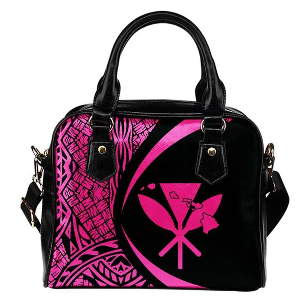 Kanaka Hawaii Map Pink Shoulder Handbag One Size Pink - Polynesian Pride