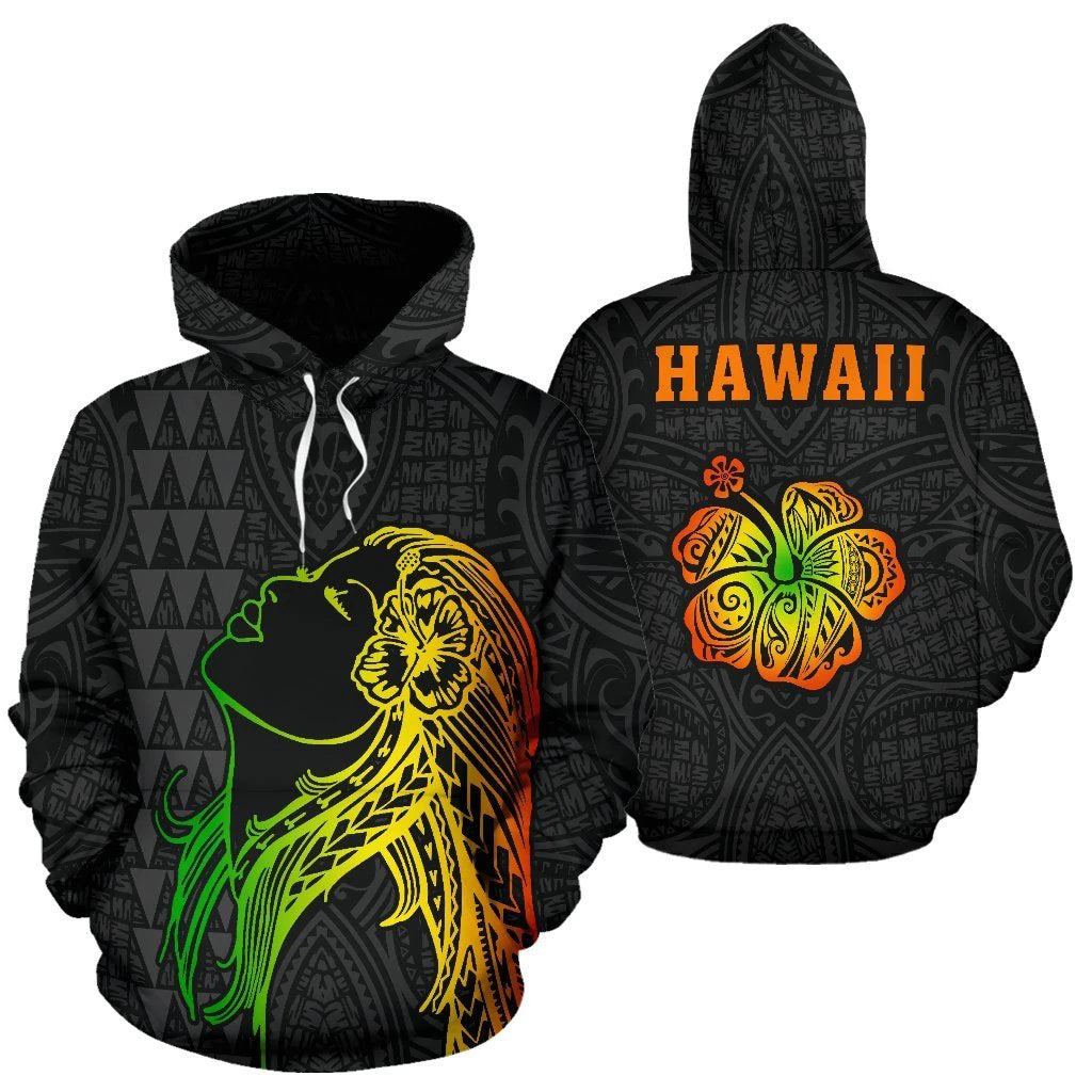 Hula Girl Polynesian Hoodie Unisex White - Polynesian Pride