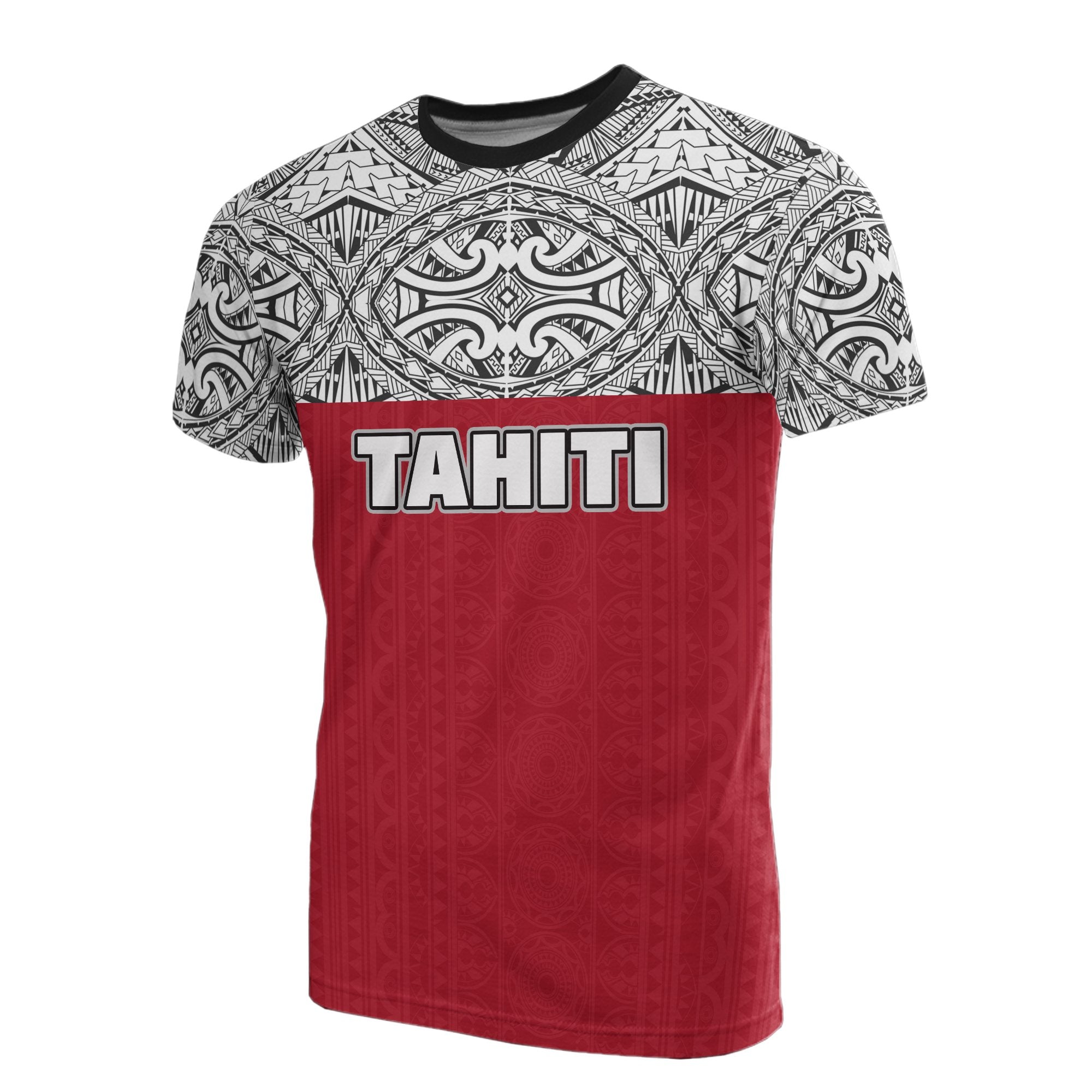 Tahiti T Shirt Tahiti Flag Polynesian Tattoo Style Unisex Red - Polynesian Pride