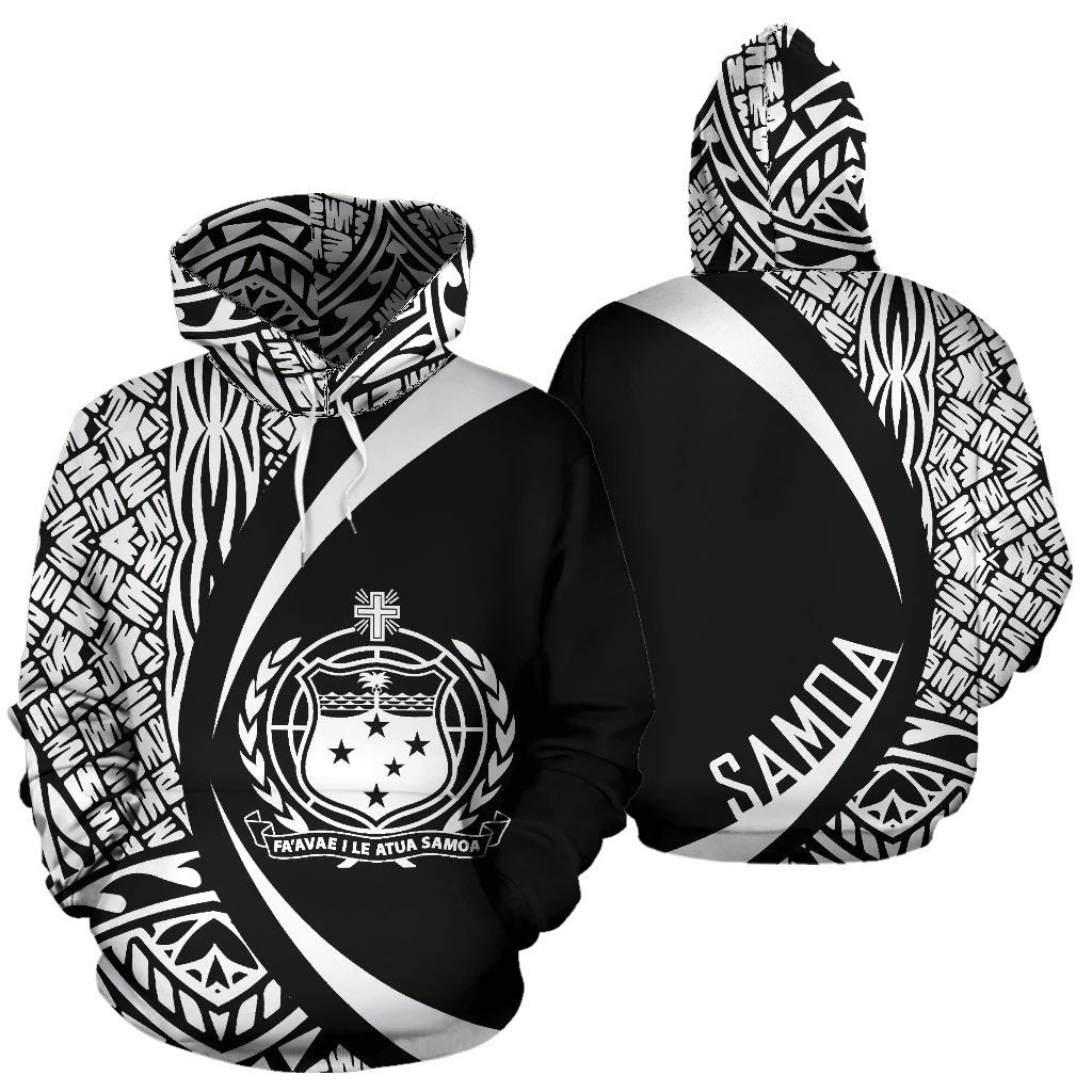 Samoa Polynesian Hoodie Circle Style White Color Unisex Black - Polynesian Pride