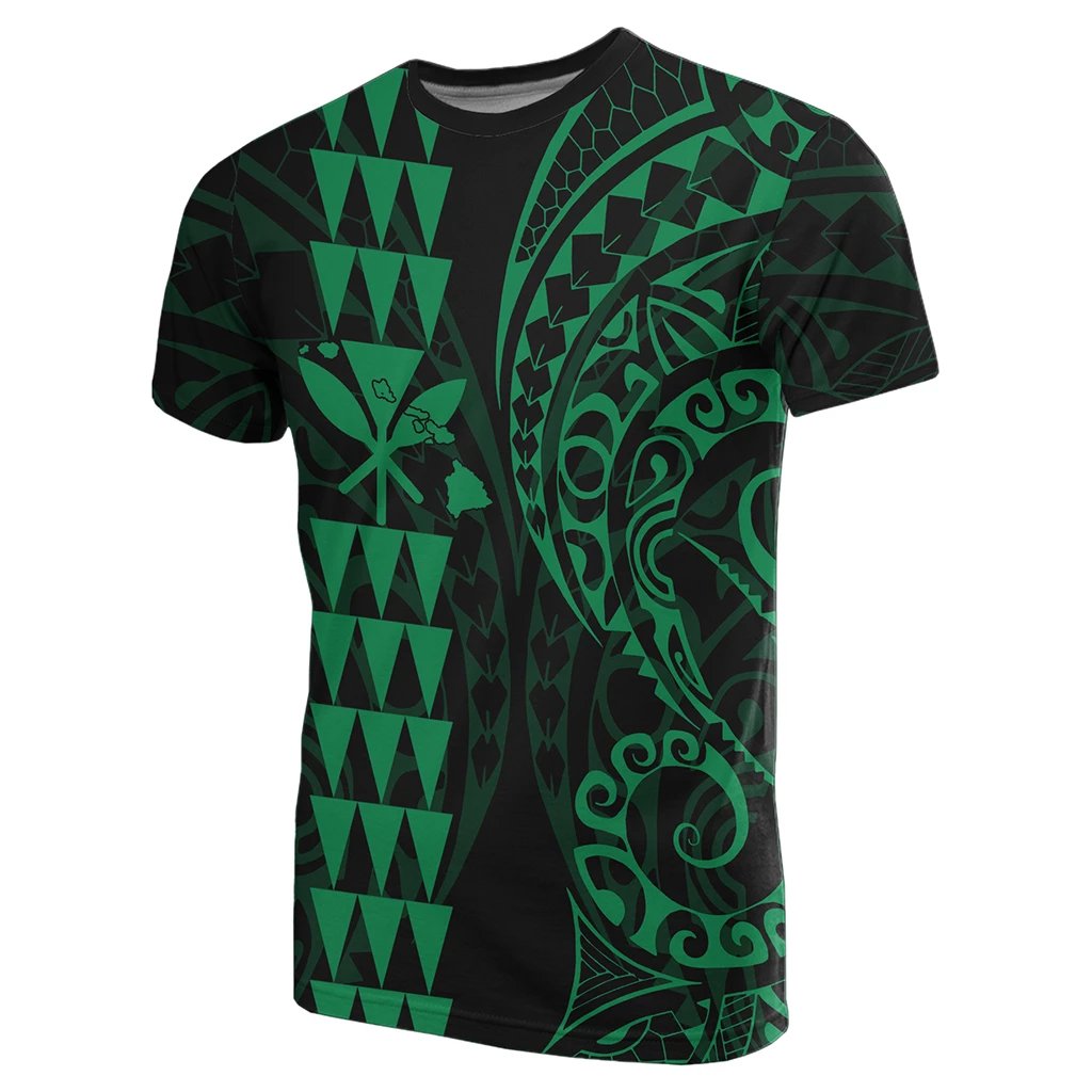 Kanaka Map Polynesian T shirt Green Unisex Green - Polynesian Pride