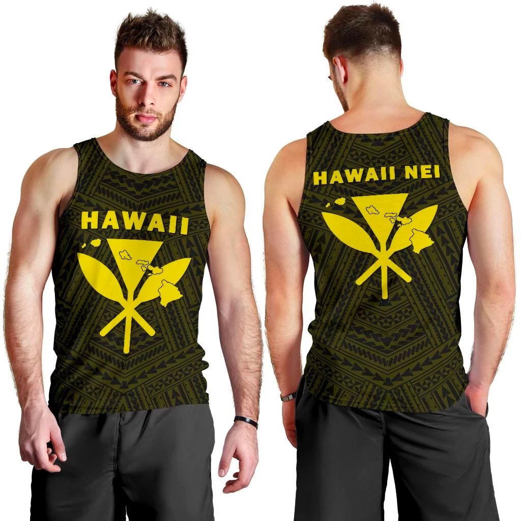 Hawaii Kanaka Polynesian Men's Tank Top Yellow Yellow - Polynesian Pride