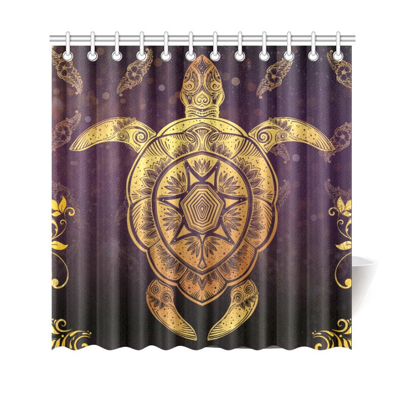 Turtle Golden Royal Shower Curtain 177 x 172 (cm) Gold - Polynesian Pride