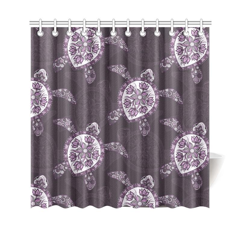 Purple Turtle Shower Curtain 177 x 172 (cm) White - Polynesian Pride