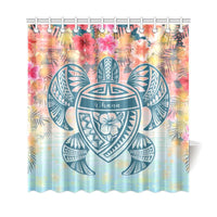 Hawaii Turtle Ohana Stary Night Hibiscus Shower Curtain - Polynesian Pride