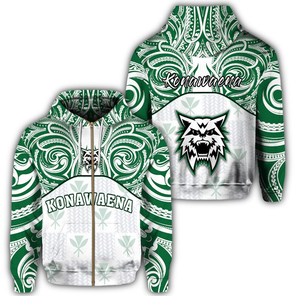 hawaiiZipper Hoodie Kanaka Konawaena High School Zipper Hoodie Demodern Style Unisex White - Polynesian Pride