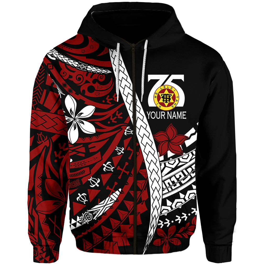 Custom Tonga High School 75th Anniversary Hoodie Black Polynesian Minimalist Style LT9 Zip Hoodie Black - Polynesian Pride