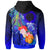 CNMI Hoodie Humpback Whale with Tropical Flowers (Blue) - Polynesian Pride