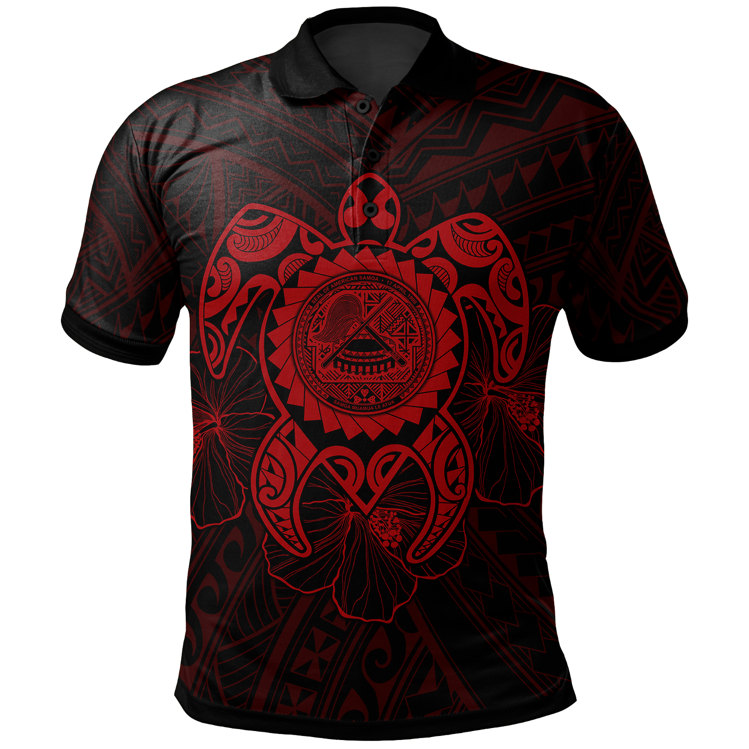 American Samoa Polynesian Polo Shirt Vintage Polynesian Turtle (Red) Unisex Blue - Polynesian Pride