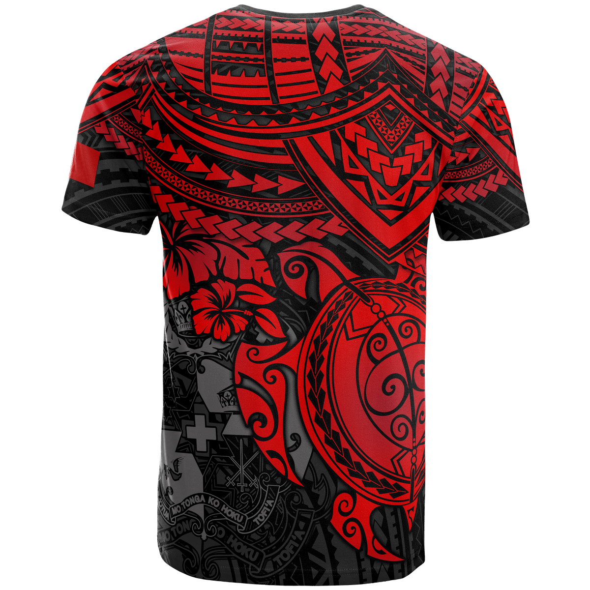 Tonga T Shirt Tonga Coat of Arms Polynesian Red Turtle Hibiscus - Polynesian Pride