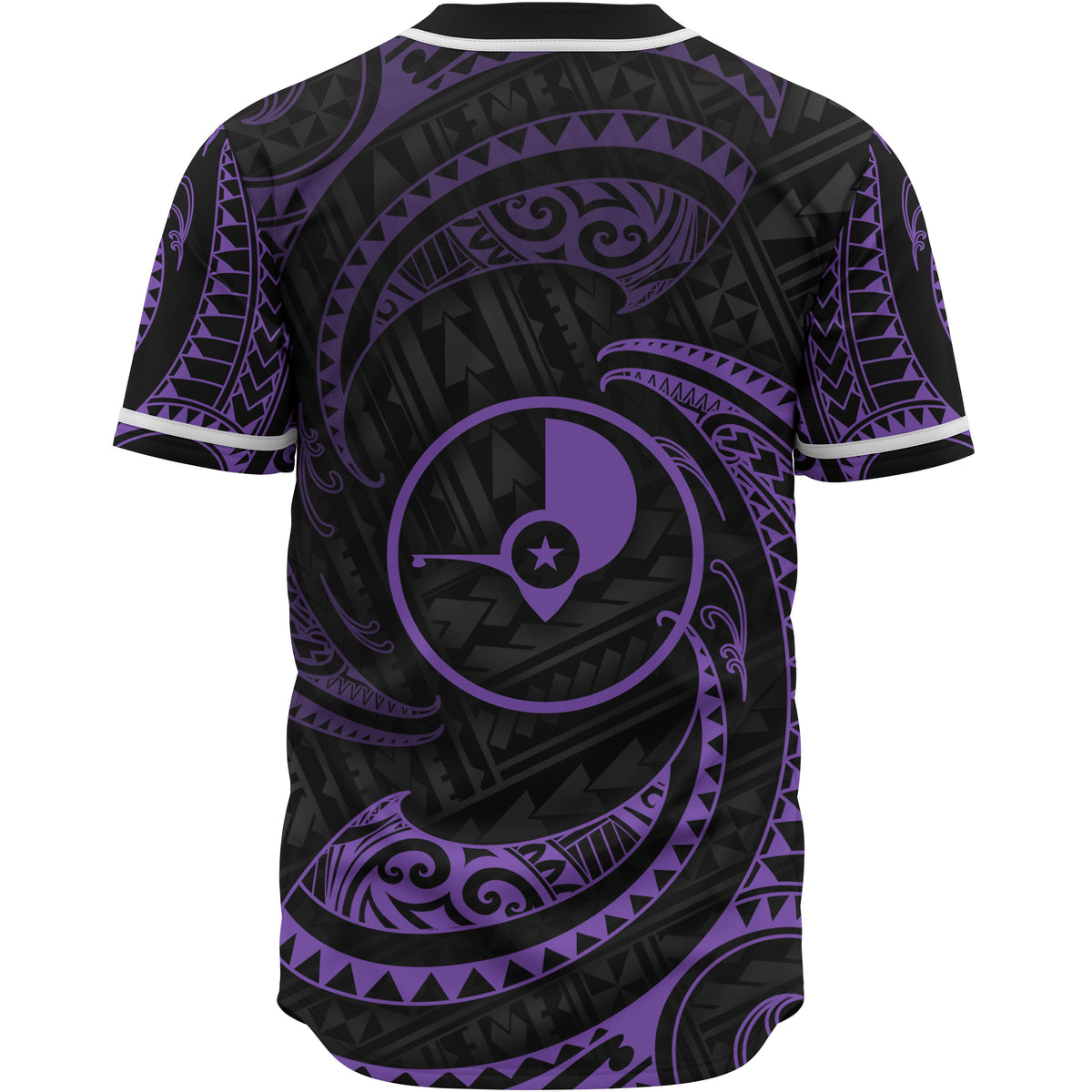 Yap Polynesian Custom Personalised Baseball Shirt - Purple Tribal Wave - Polynesian Pride