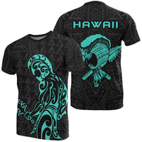 Polynesian Kakau Helmet Weapon Turquoise Kanaka Warrior T Shirt Unisex Turquoise - Polynesian Pride
