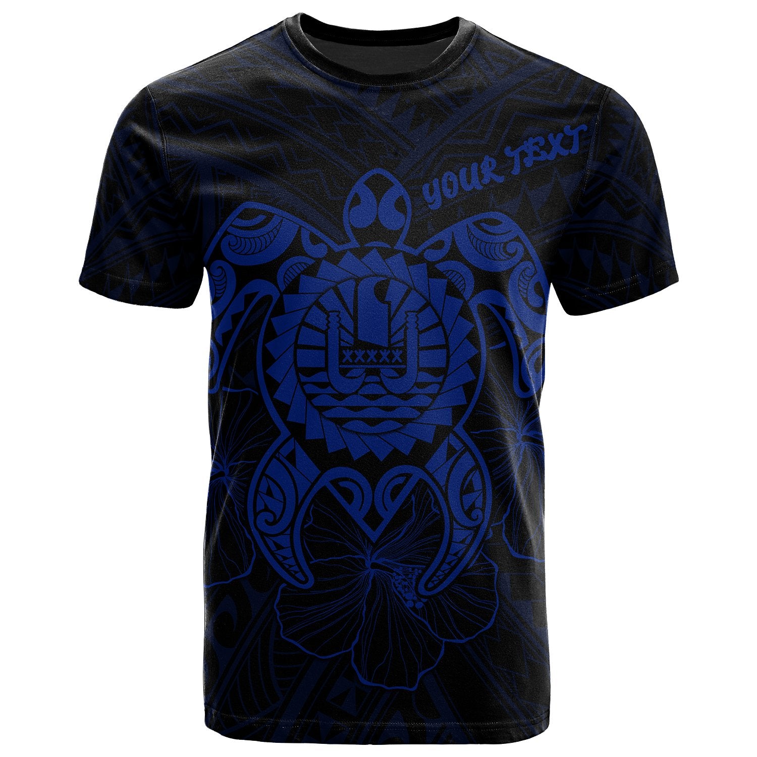 Tahiti Polynesian Custom T Shirt Vintage Polynesian Turtle (Blue) Unisex Blue - Polynesian Pride