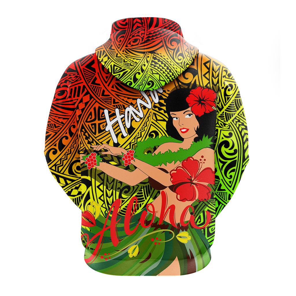 Hawaii Hula Girl Reggae Hoodie LT2 - Polynesian Pride
