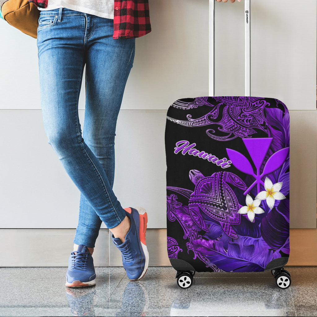Hawaii Turtle With Plumeria Leaf Purple Luggage Covers - LT12 - Polynesian Pride