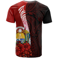 Nauru Polynesian Custom T Shirt Coat Of Arm With Hibiscus - Polynesian Pride