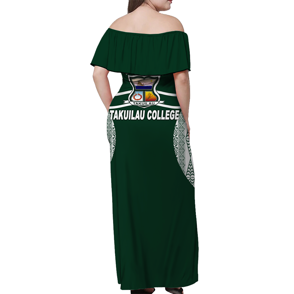 Takuilau College Tongan Patterns Off Shoulder Long Dress - LT12 - Polynesian Pride