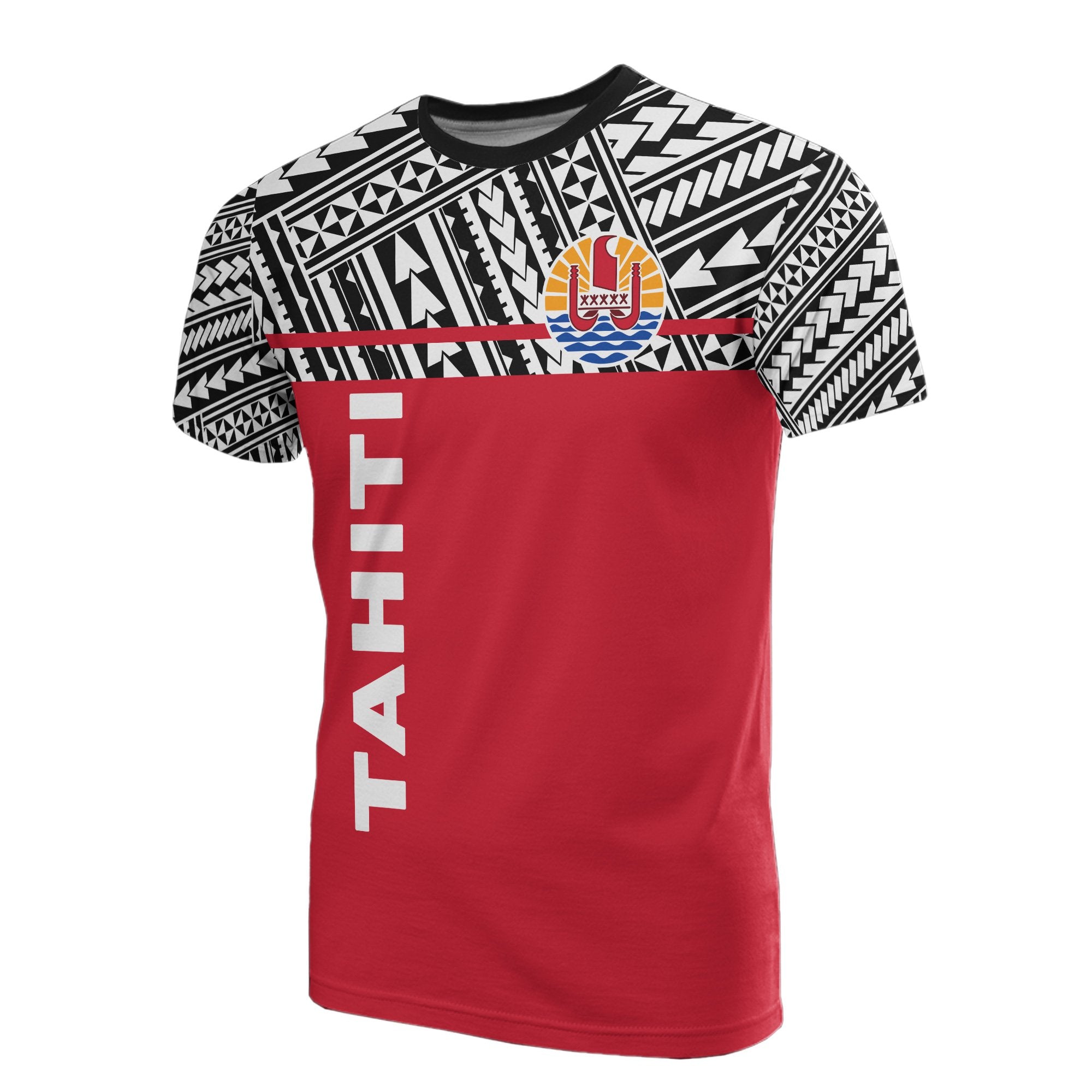 Tahiti All Over T Shirt Tahiti Flag PolynesianHorizontal Style Unisex Red - Polynesian Pride