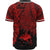 Papua New Guinea Polynesian Custom Personalised Baseball Shirt - Tribal Wave Tattoo Red - Polynesian Pride