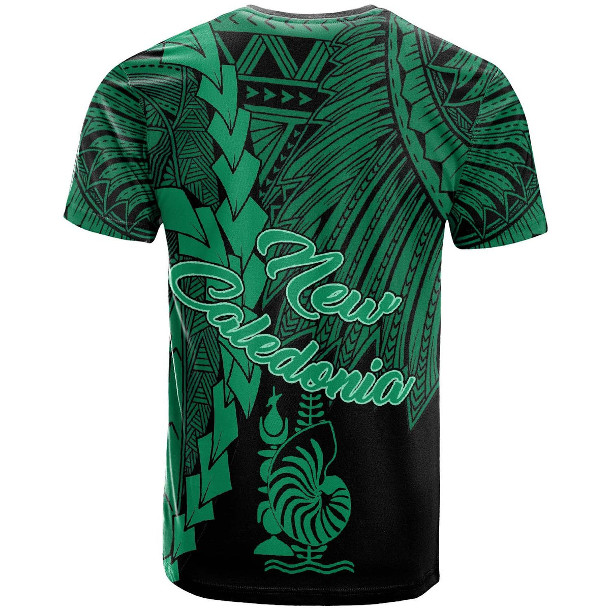 New Caledonia Polynesian Custom T Shirt Tribal Wave Tattoo Green - Polynesian Pride